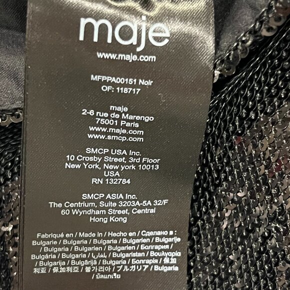 Maje Women's Black Mini Sequin Wide Leg Cropped Pant, 6 - Picture 5 of 9